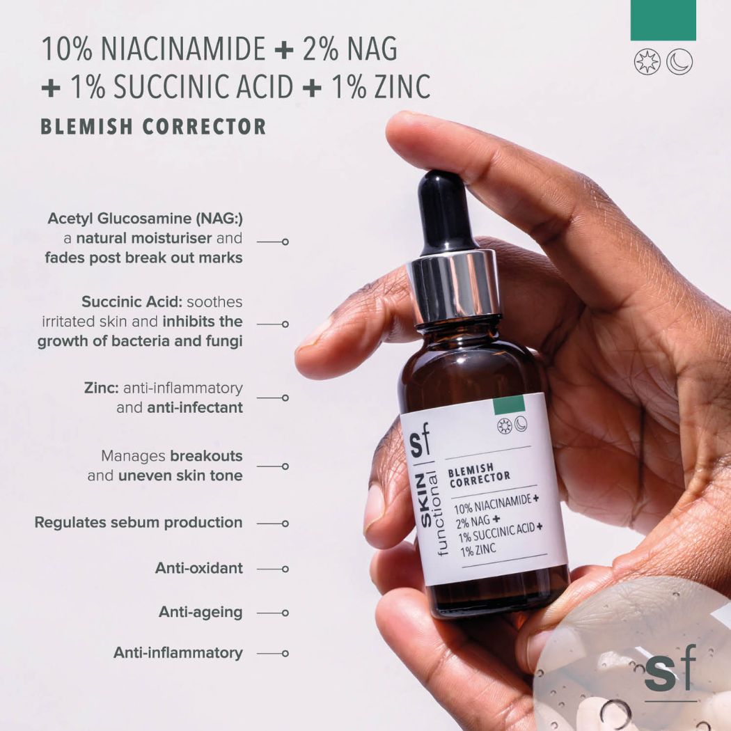 SKIN Functional 10% Niacinamide Zinc Blemish Corrector NAG Succinic Acid